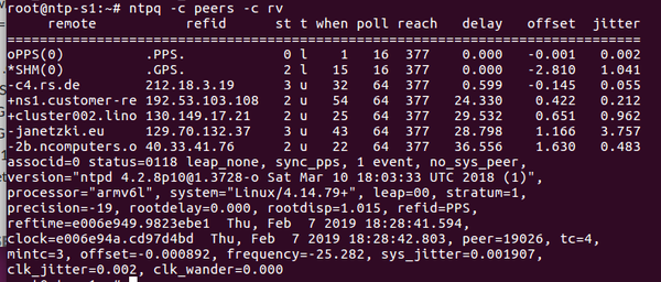 ntpq -c peers -c rv NTP Status