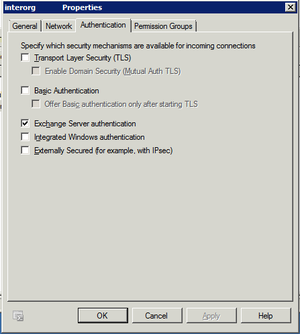 Microsoft Exchange- Exchange Server authentication Authentication Einstellungen