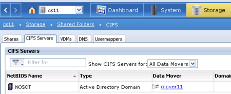 CIFS Server auf einer EMC VNX2